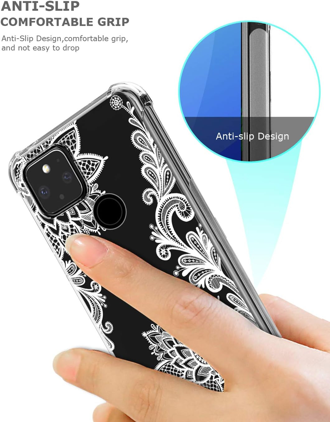 GREATRULY Floral Clear Case for Pixel 5 for Women/Girls,Pretty Phone Case for Google Pixel 5 (2020),Flower Design Slim Soft Transparent Drop Proof TPU Bumper Cushion Silicone Cover Shell,Fl-S  GREATRULY   