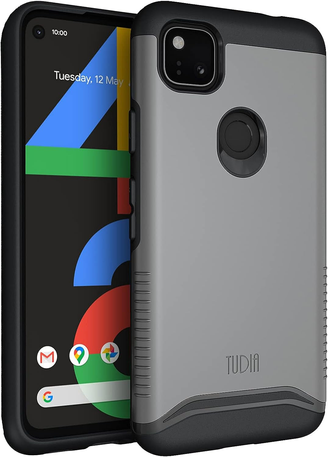 TUDIA Dualshield Designed for Google Pixel 4A Case, [Merge] Shockproof Dual Layer Military Grade Drop Protection Slim Protective Case Cover - Matte Black  TUDIA Metallic Slate  