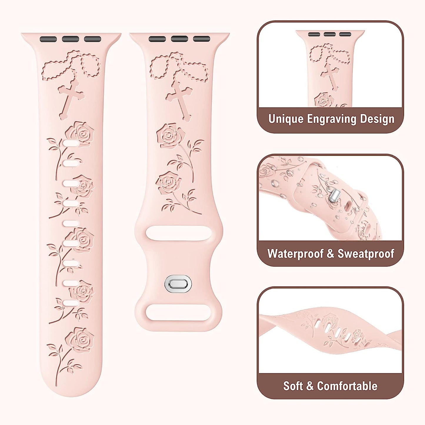 6 Pack Engraved Sport Bands Compatible with Apple Watch Band 38Mm 40Mm 41Mm 42Mm 44Mm 45Mm 49Mm for Women Men, Designer Colorful Soft Silicone Strap for Iwatch Bands Ultra/Se Series 8/7/6/5/4/3/2/1  Wewatri   