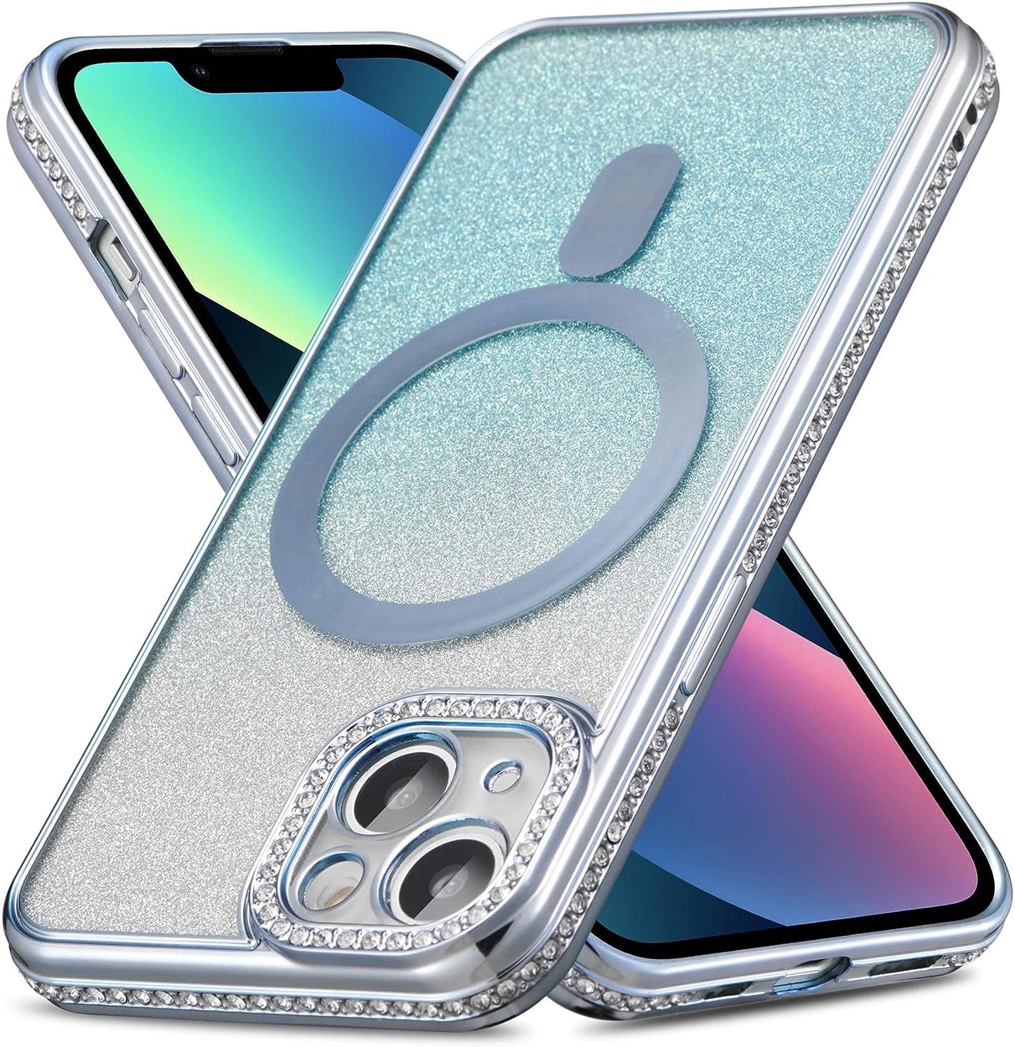 ZCDAYE Case for Iphone 13, Iphone 13 Phone Case Compatible with Wireless Charging,Blue Edge Electroplated Transparent Soft TPU Shockproof Case Cover for Iphone 13(6.1 Inches) - Blue  ZCDAYE N-Blue Iphone 13 