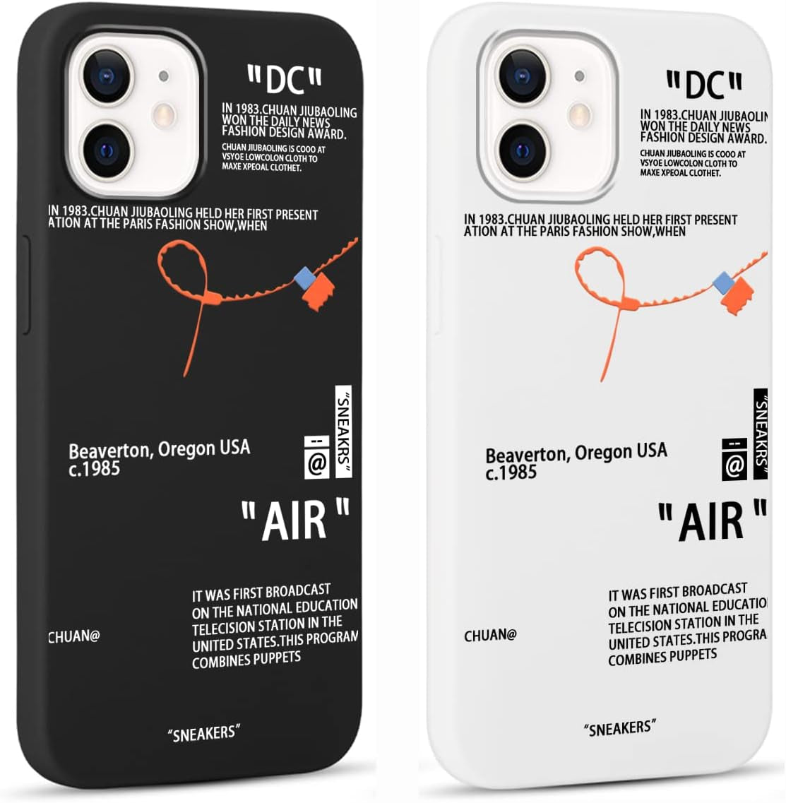 2 Pack Cool Phone Case for Iphone 13 Mini Case 5.4",Fashion Sports Shoes Brand Pattern Design, Creative Label Printed Black White Cover for Women Men Boys Girls,Soft TPU Cases for Iphone13 Mini, 1  LJX US   