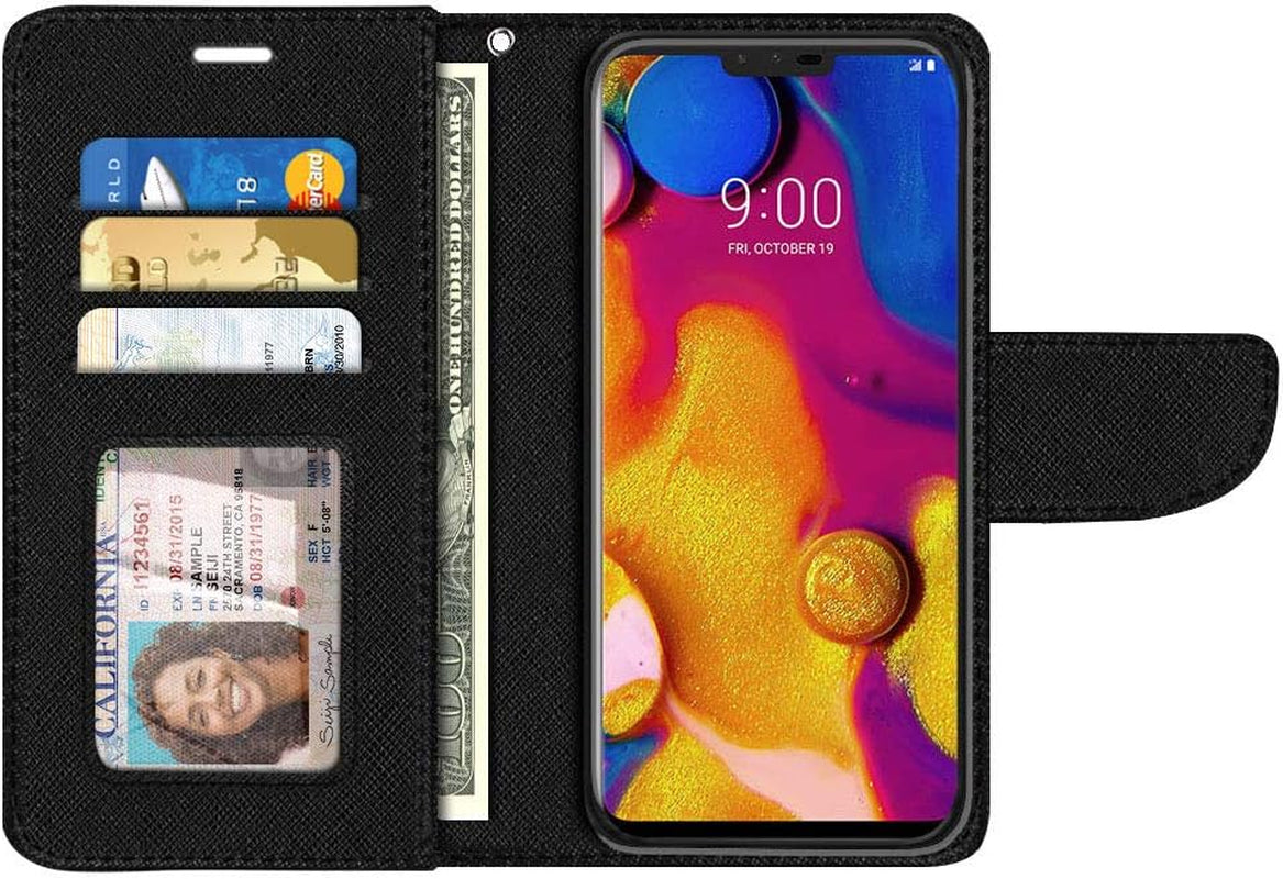 FINCIBO Case Compatible with LG V40 Thinq 6.4 Inch, Fashionable Flap Wallet Pouch Cover Case + Card Holder Kickstand for LG V40 Thinq - Red Ladybug  FINCIBO   