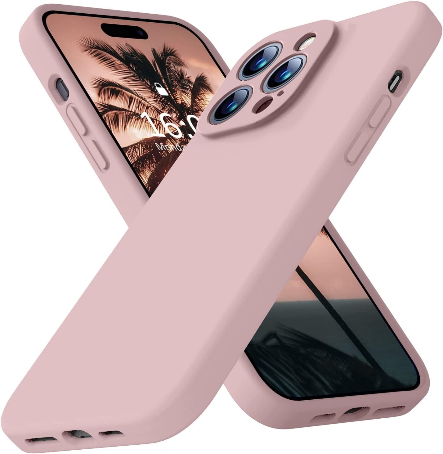 Ktele Compatible with Iphone 14 Pro Case, Ab-Grade Liquid Silicone Case, [Four Corner 50+Tiny Airbags Shockproof] [Soft Microfiber Lining Anti-Scratch] Camera All-Round Protection Case-Blue  Ktele Pink Sand  