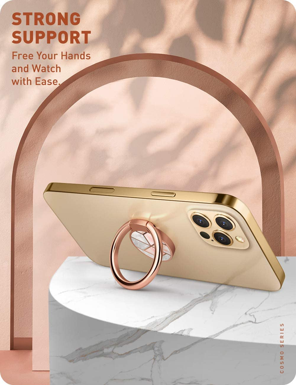 I-Blason Cell Phone Finger Ring Holder - Universal - Kickstand with 360° Rotation and 180° Flip Magnetic Car Mountable Compatible with Iphone 14/Iphone 13/Galaxy S23/Galaxy S22/Galaxy Z (Marble)  i-Blason   