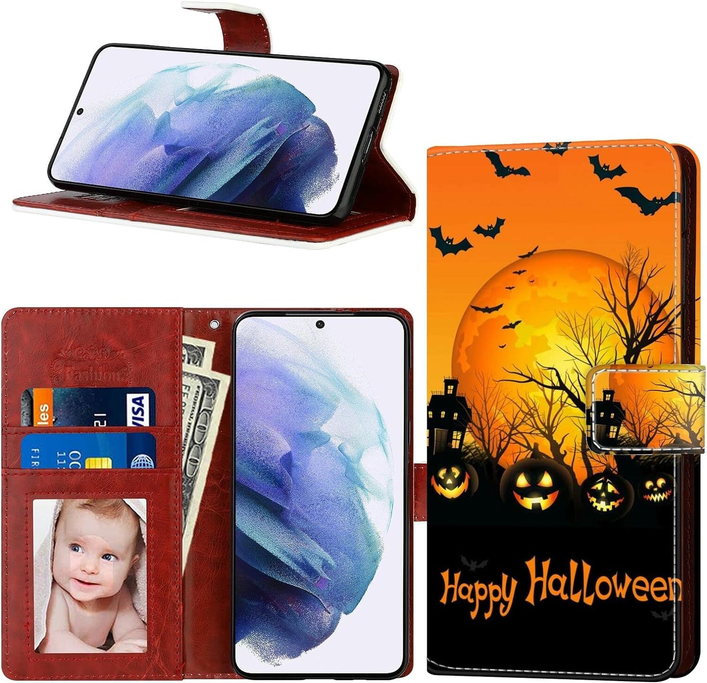 For LG G8 Thinq, Wallet Case Dragonfly Butterfly Phone Case Fit LG G8 Thinq 6.1 Inch Soft PU Leather Shockproof Flip Cover Card Slot with Wristbands for Women  Daobubu Halloween Lg G8 Thinq 