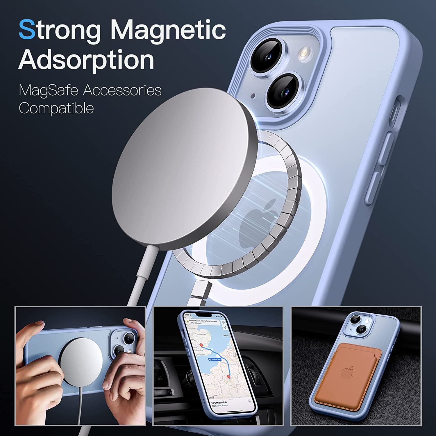 Jetech Magnetic Case for Iphone 14 6.1-Inch Compatible with Magsafe, Translucent Matte Back Slim Shockproof Phone Cover (Sky Blue)  JETech   