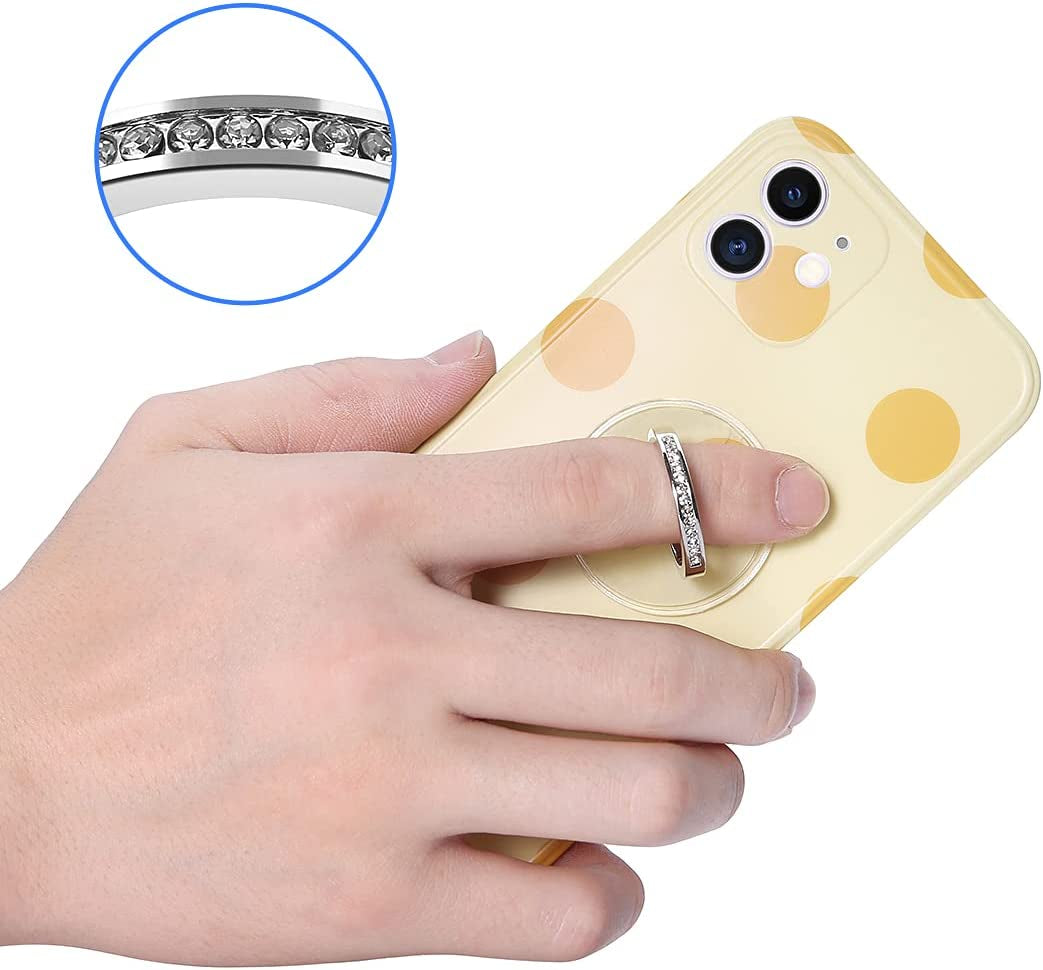 Exoer Transparent Cell Phone Ring Stand Holder Phone Ring Holder Finger Grip Loop Finger Ring Stand (2 Silver 2 Black (Round))  Exoer   