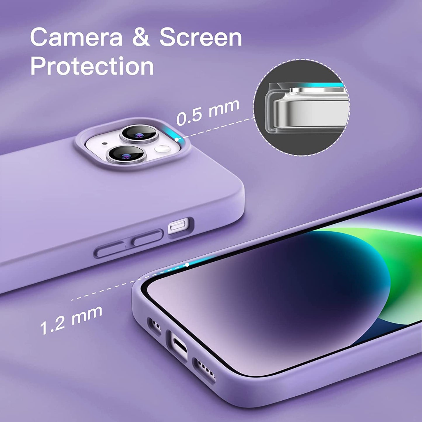 Jetech Silicone Case for Iphone 14 6.1-Inch, Silky-Soft Touch Full-Body Protective Phone Case, Shockproof Cover with Microfiber Lining (Light Purple)  JETech   