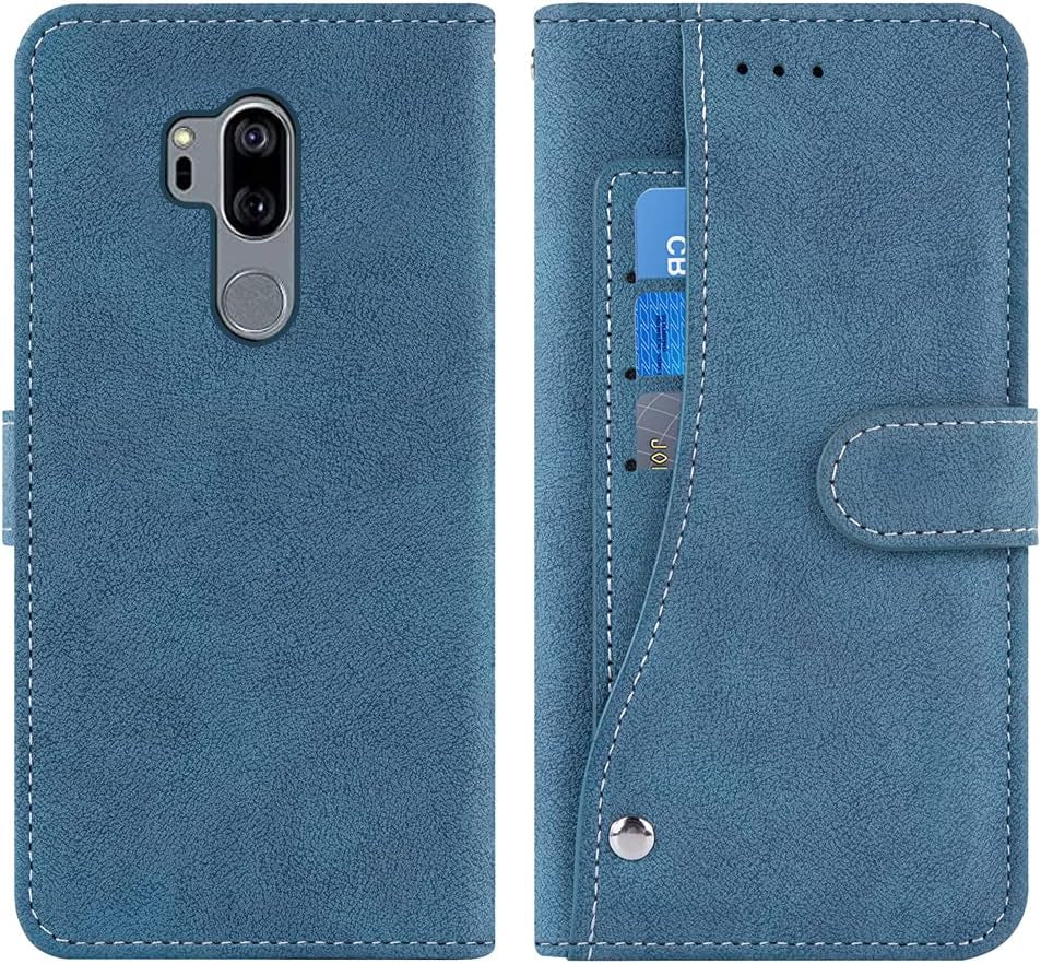Compatible with LG G7 Thinq Wallet Case and Tempered Glass Screen Protector Flip Cover Credit Card Holder Cell Phone Cases for LGG7 One G 7 plus LG7 Fit Lg7Thinq 7G Thin Q G7+ G7Thinq Lgg7Thinq Blue  NSS   