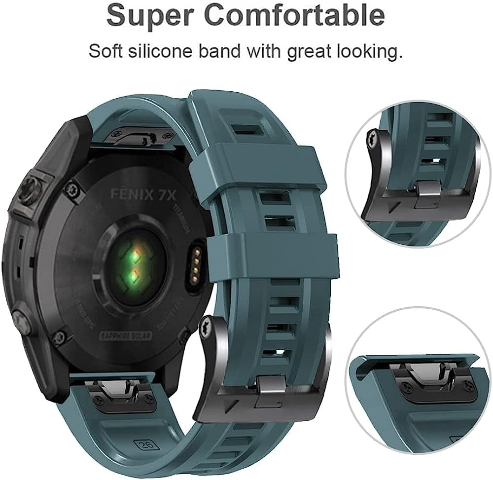 BEFIA 22 26Mm Quick Release Silicone Straps Band for Garmin Fenix 7 7X 6 6X Pro 5 5X plus 3 3HR Official Screw Buckle Smart Wristbands  BEFIA   