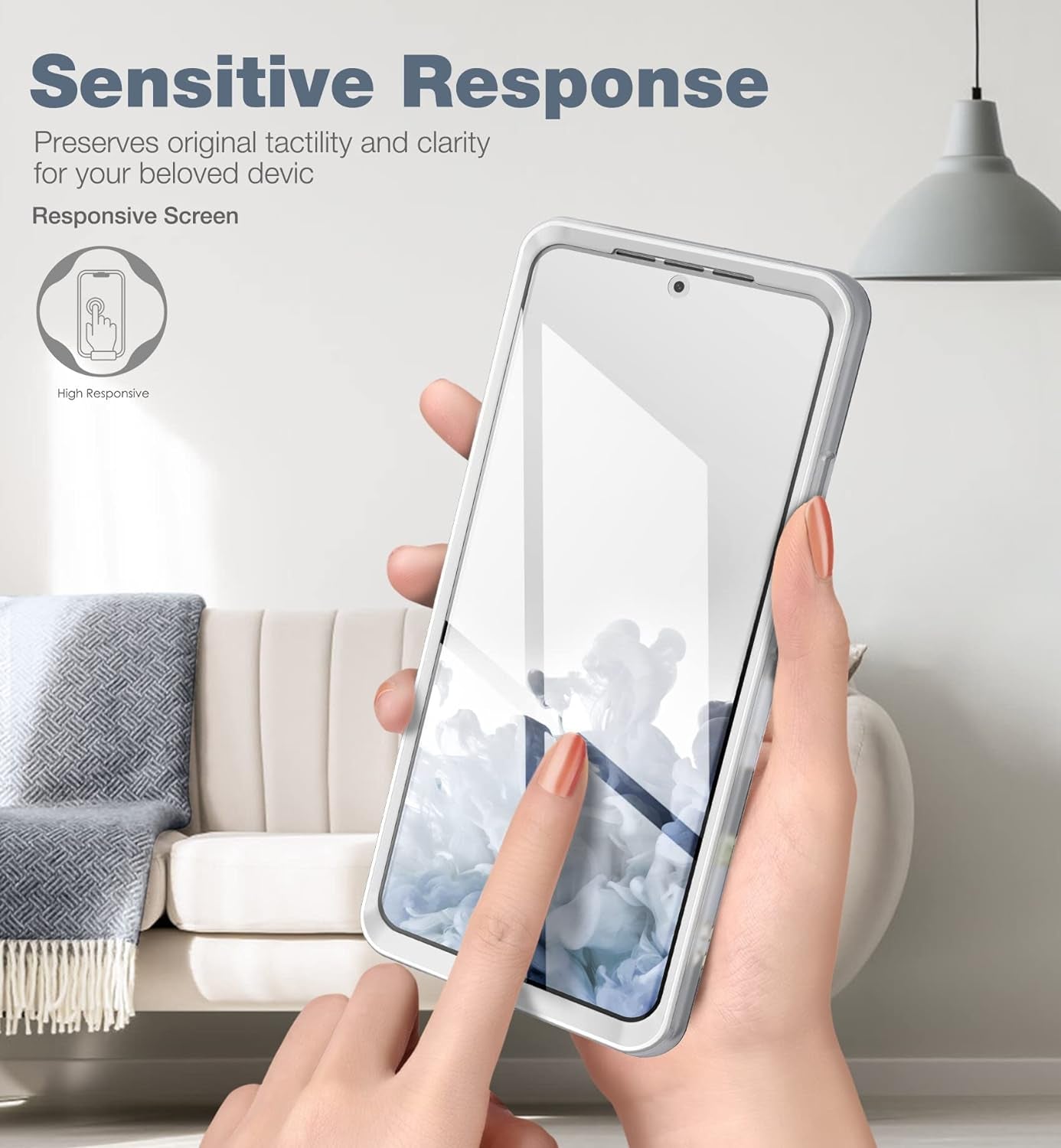 SURITCH Phone Case for Samsung Galaxy S21 Ultra 6.8 Inches Slim Fit, Front Cover with Built-In Screen Protector Smooth Back Cover Full Body Protection Shockproof Bumper, Grey Calla  SURITCH   