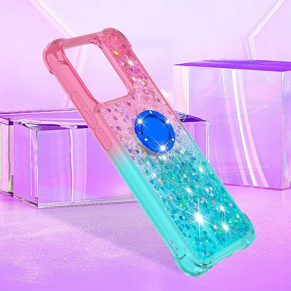 Monwutong Phone Case for Xiaomi Redmi 10C, Shiny Bling Quicksand Effect TPU Bumper Case with Four Corners Protection Cover for Xiaomi Redmi 10C, Pink Blue  Monwutong   