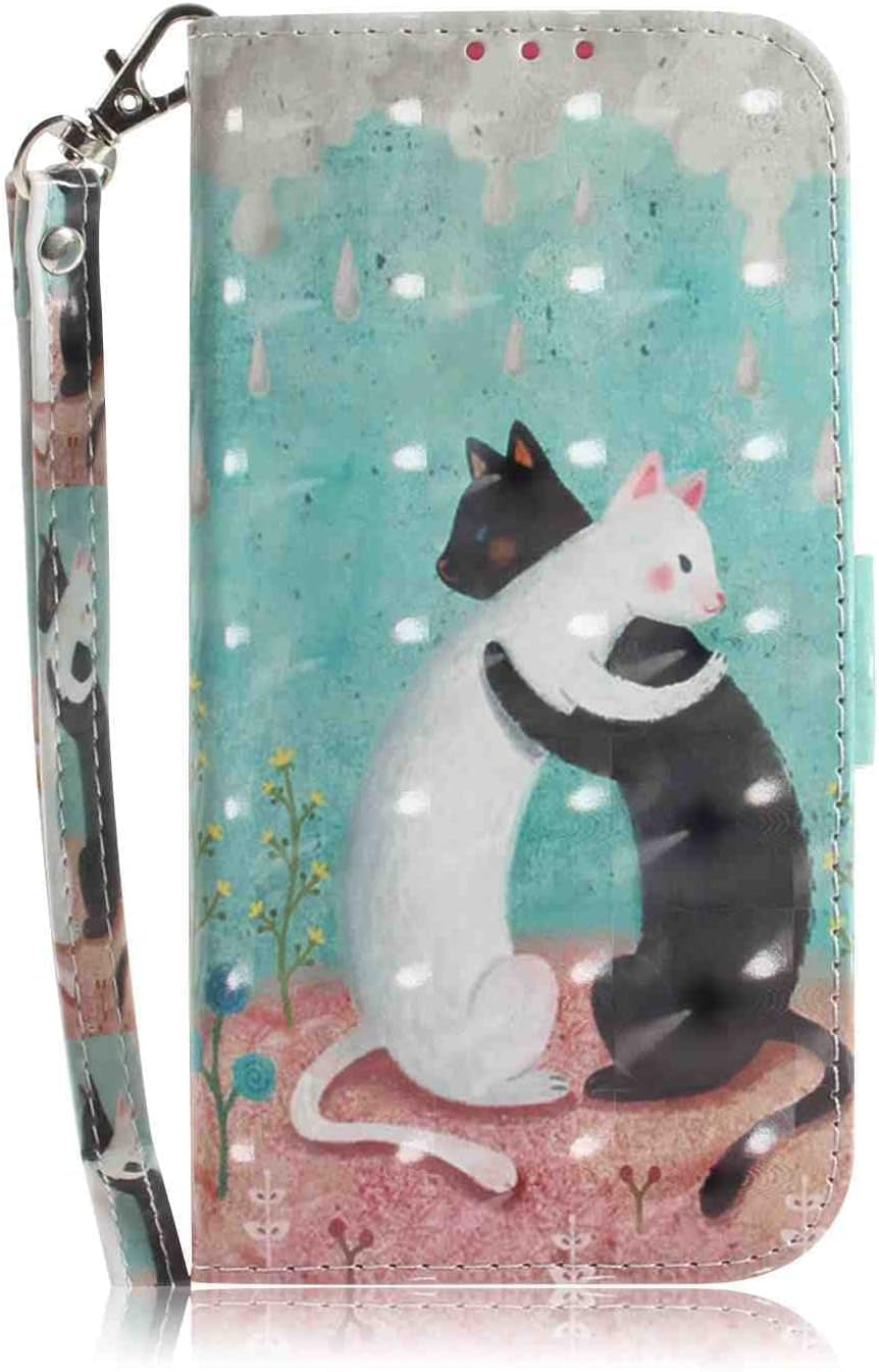Mojiery Phone Cover Wallet Folio Case for LG V40 THINQ, Premium PU Leather Slim Fit Cover, 2 Card Slots, Fitting Cover, Cute Cat  MojieRy Black  White Cats Lg K51S 