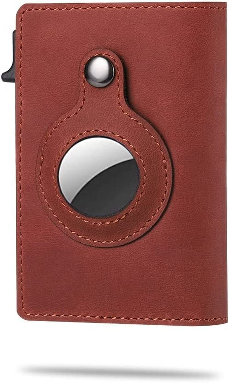 Airtag Wallet Case - Genuine Designer Leather Wallet for Men - 5-6 Pop up Credit Cards Money Holder, RFID Blocking - Slim, Thin, Trifold Wallet Air Tag Holder - Magnetic Close (Carbon Fiber)  Thepricesright4u Red  