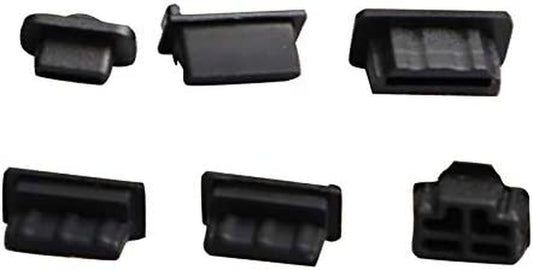 PS5 Silicone Dust Plugs Set,Usb HDMI Interface Anti-Dust Cover Dustproof Plug for Playstation 5 Console Accessories-6Pcs(Black)  TGDPLUE   