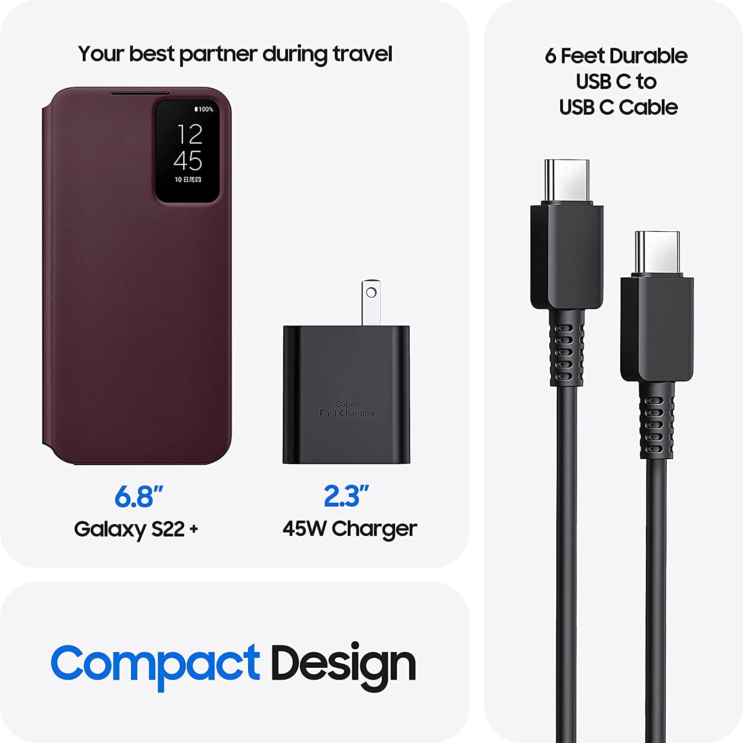 45W Super Fast Charging USB Type C Wall Charger Block for Samsung Galaxy S23 Ultra/S23/S23+/S22 Ultra/S22+/S22/Note 10/Note 20/S20/S21/S10, Galaxy Tab S7/S8 Ultra, Galaxy A, PPS Charger & 6Ft C Cable  BOVICAS   