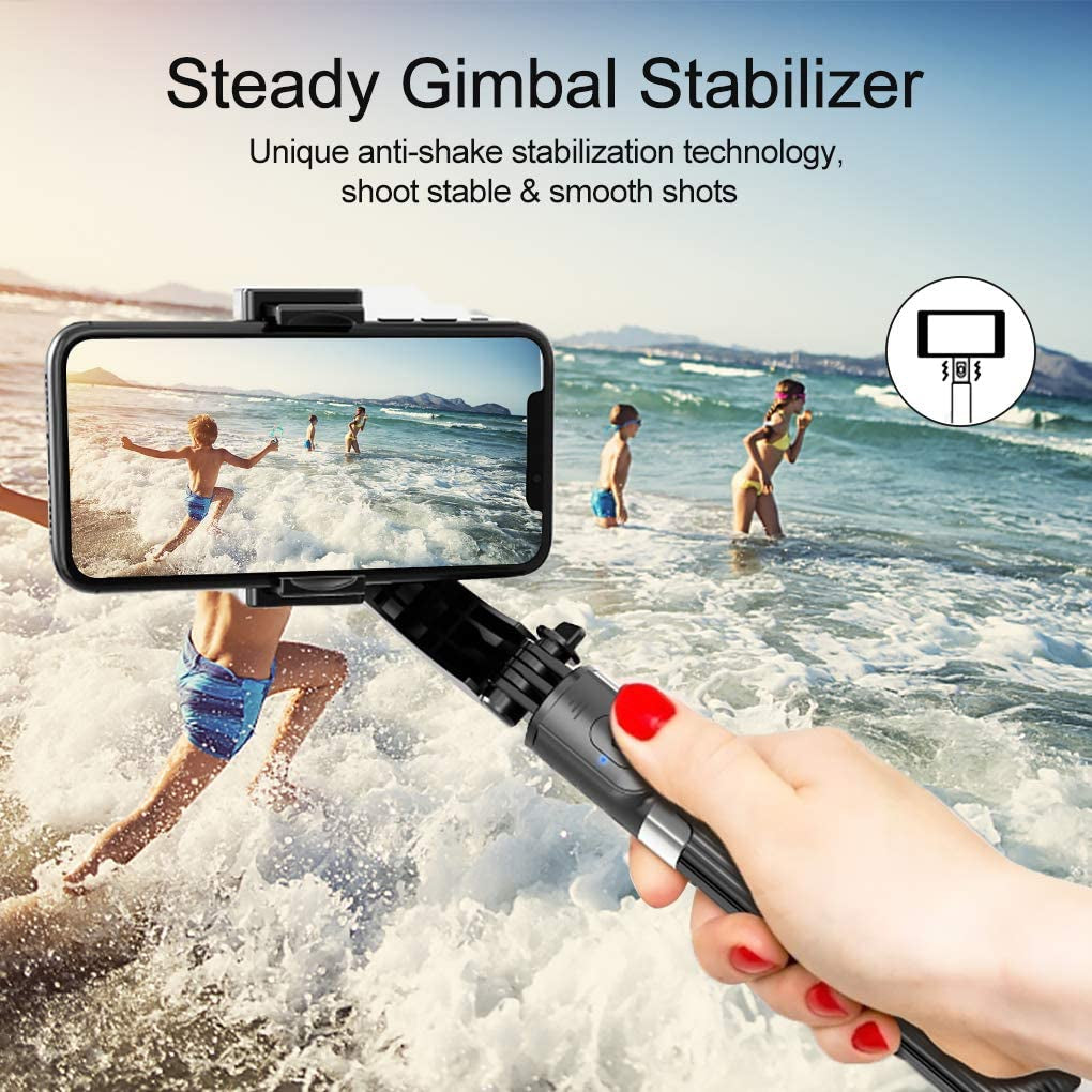Selfie Stick Gimbal Stabilizer, UPXON 360° Rotation Tripod with Wireless Remote, Portable Phone Holder, Auto Balance 1-Axis Gimbal for Smartphones Tiktok Vlog Youtuber Live Video Record  UPXON   