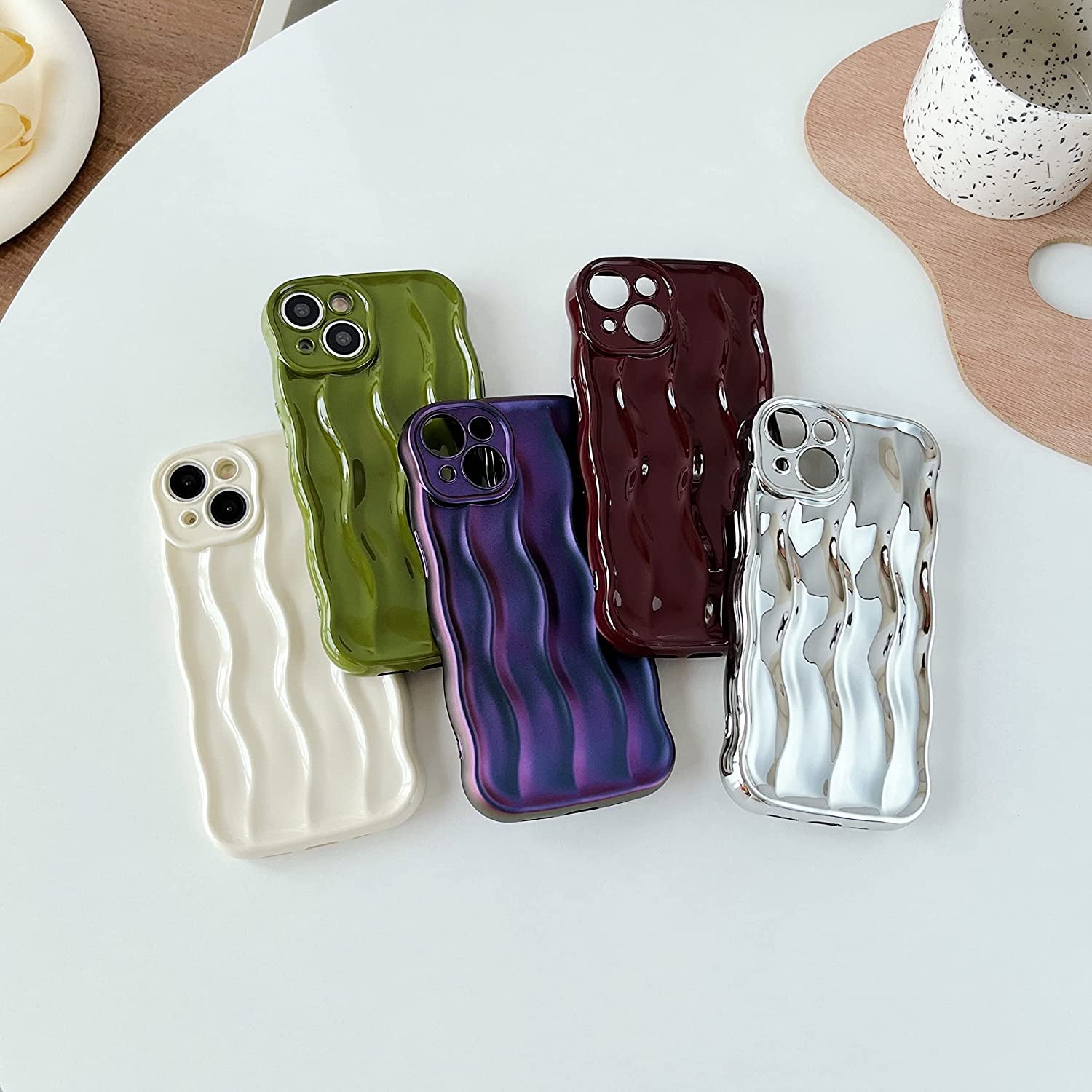 Caseative Water Ripple Pattern Curly Wave Frame Soft Compatible with Iphone Case (Green,Iphone 14 Pro)  Caseative   