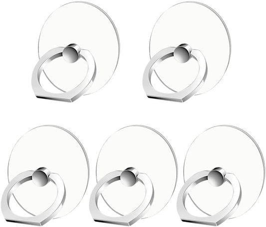 Kinizuxi Cell Phone Ring Holder Stand 5 Pack Silver, Transparent Phone Ring Holder Grip Finger Kickstand, 360° Rotation Phone Ring for Phone Cases  Marrain   