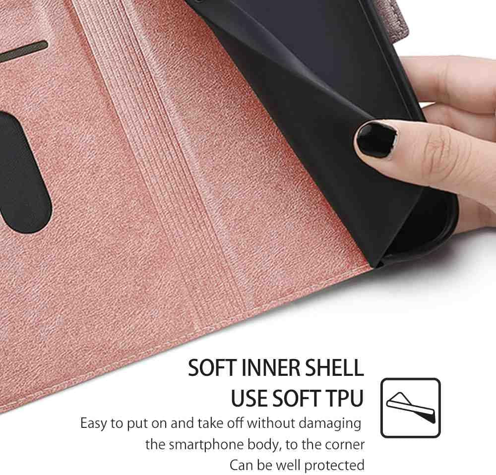 BANLEI2U Phone Cover Wallet Folio Case for LG V30, Premium PU Leather Slim Fit Cover for LG V30, Shock Resistance, Golden  BANLEI2U   