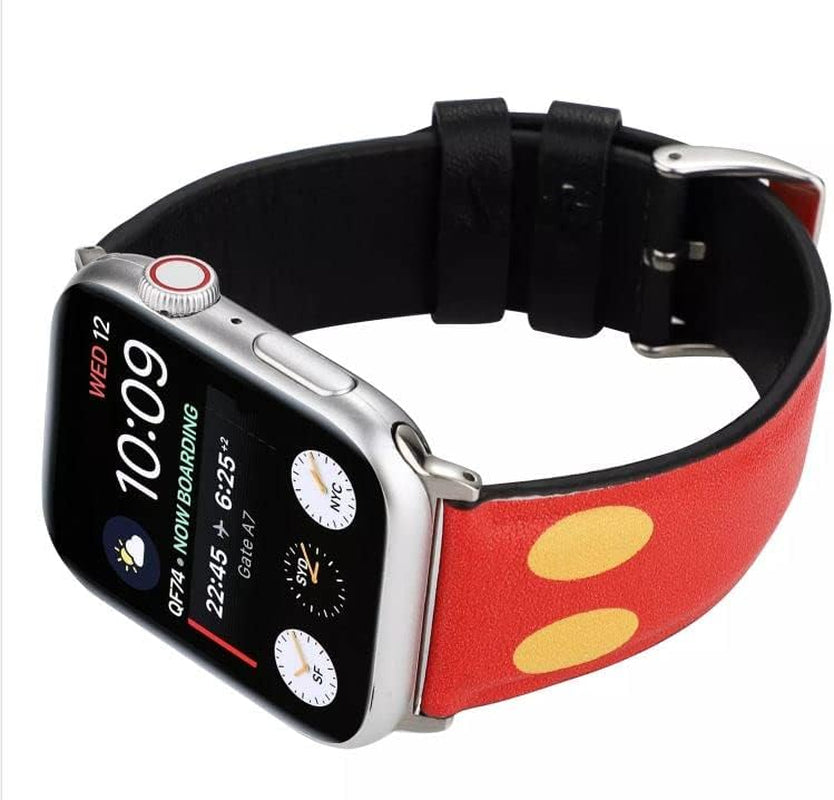 MIADEAL Cartoon Mouse Bands for Apple Watch, Genuine Leather, Fits Series Ultra 8 7 SE 6 5 4 3 Sizes 38Mm/40Mm/41Mm/42Mm/44Mm/45Mm/49Mm  MIADEAL Black Red 38mm, 40mm or 41mm 
