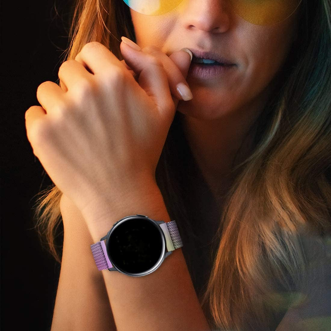 Compatible with Galaxy Watch 3 45Mm/Samsung Galaxy Watch 46Mm/Gear S3 Frontier/Classic Band, 22Mm Stainless Steel Strap Replacement for Samsung Galaxy Watch 46Mm Smartwatch (Colorful)  Morsey   