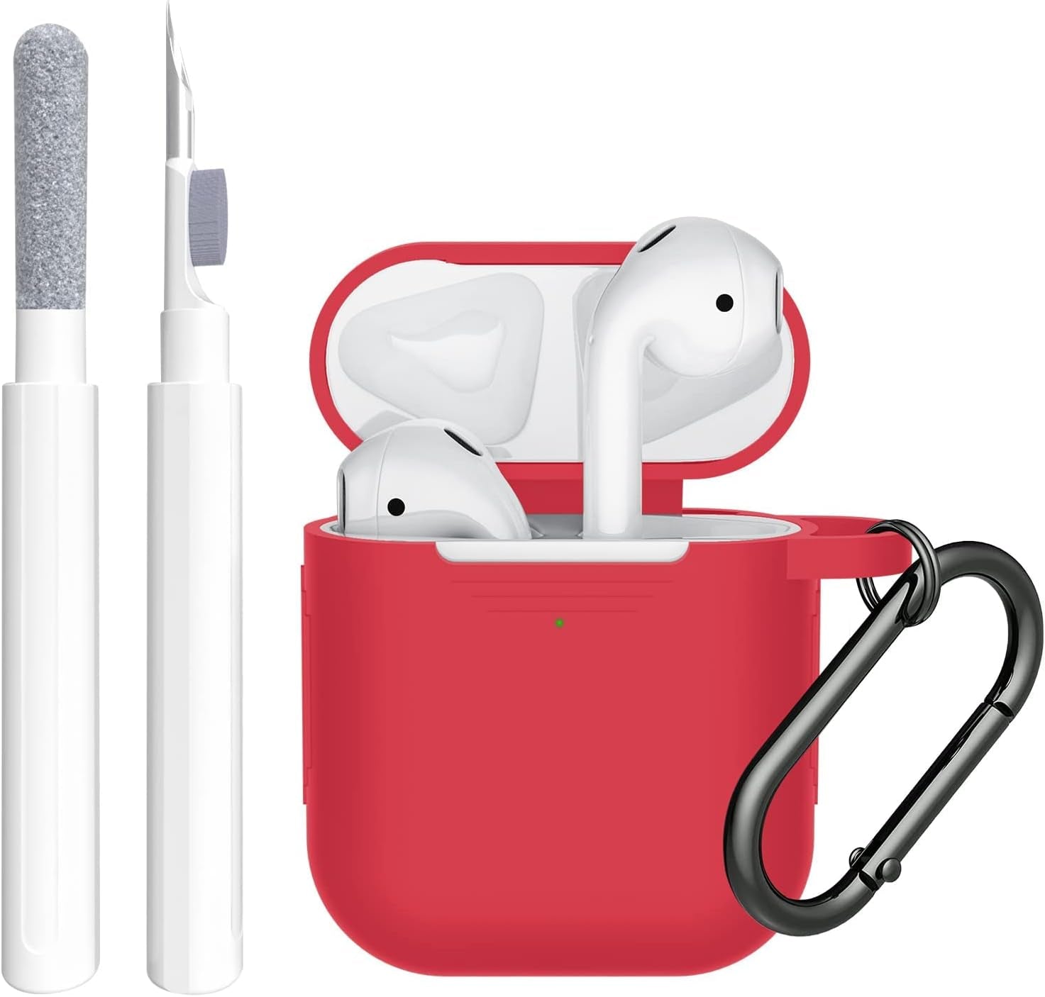 SUPFINE (2 in 1) for Airpod Case Cover, Soft Silicone Protective and Airpod Cleaner Kit Compatible with Airpods 2Nd Generation Charging Case (Light Matcha)  SUPFINE Red  