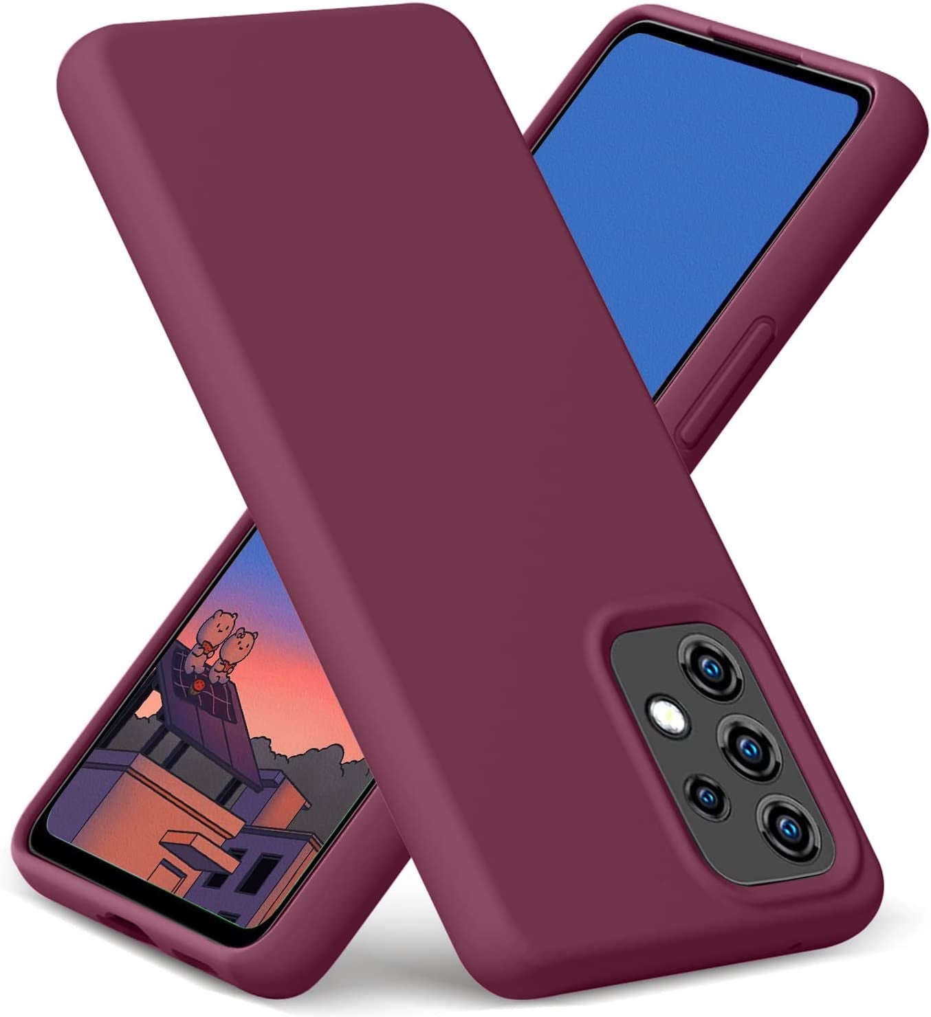 Gueen Compatible with Samsung Galaxy A53 5G Case, Premium Liquid Silicone, with [Camera Protection] [Soft Anti-Scratch Microfiber Lining] Full Body Shockproof Protective Phone Case - Hot Pink  Gueen Winered  