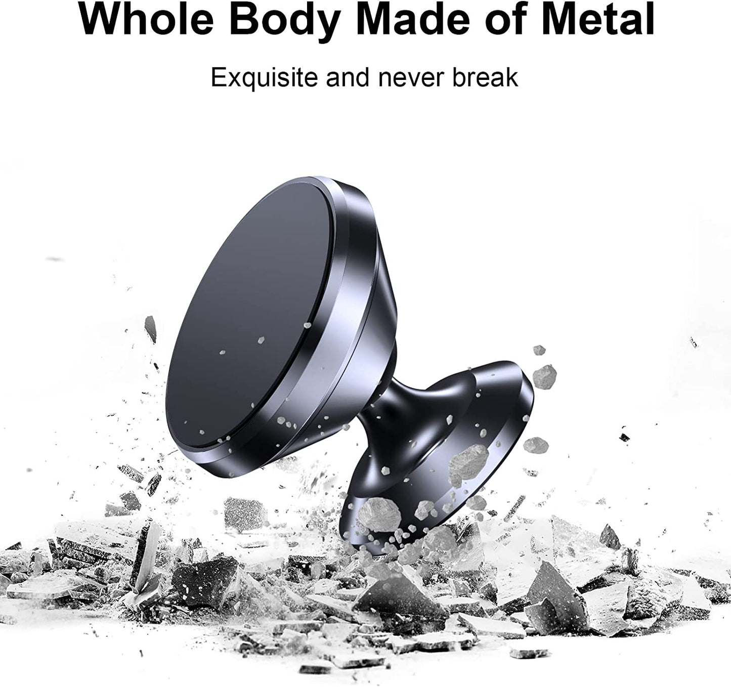 【2-Pack】Magnetic Phone Holder for Car, [ Super Strong Magnet ] [ with 4 Metal Plate ] Iphone Magnetic Car Mount for Cell Phone, [ 360° Rotation ] Universal Dashboard Car Mount Fits All Smartphones  Coolpow   