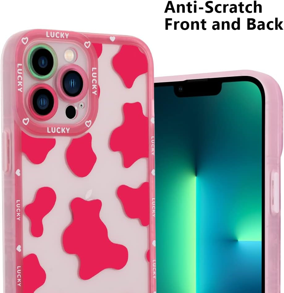 ZIYE Cow Print for Iphone 13 Pro Case,Iphone 13 Pro Cow Pattern Protective Phone Case with Full Body Soft Tpu+Camera Protection Anti-Scratch Cover for Iphone 13 Pro 6.1 Inch (Pink)  ZIYE   