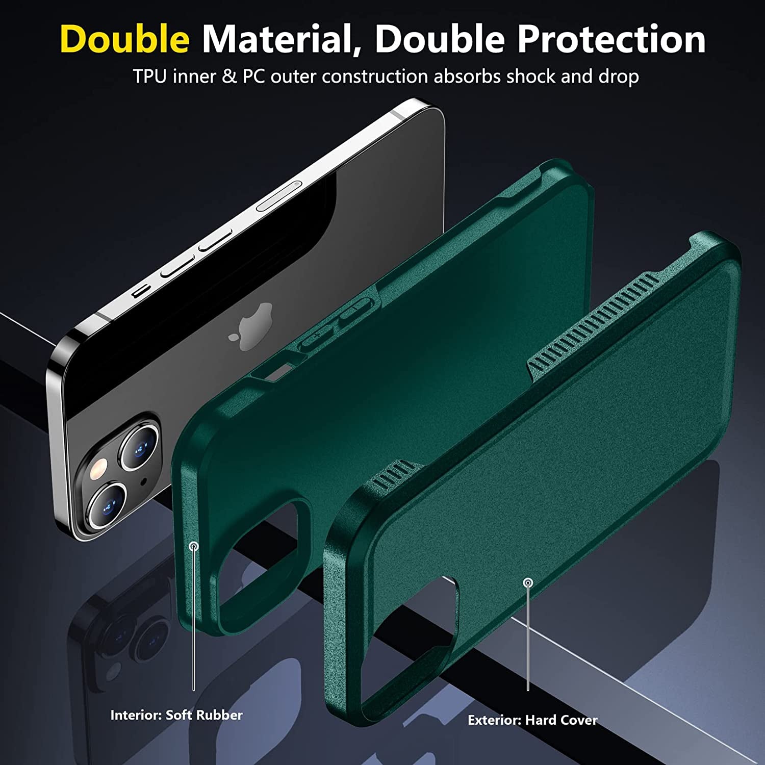 SPIDERCASE for Iphone 14 Case, [10 FT Military Grade Drop Protection][Non-Slip] [2+Tempered Glass Screen Protector][2+Tempered Camera Lens Protector] Heavy Duty Full-Body Shockproof Case, Dark Green  SPIDERCASE   