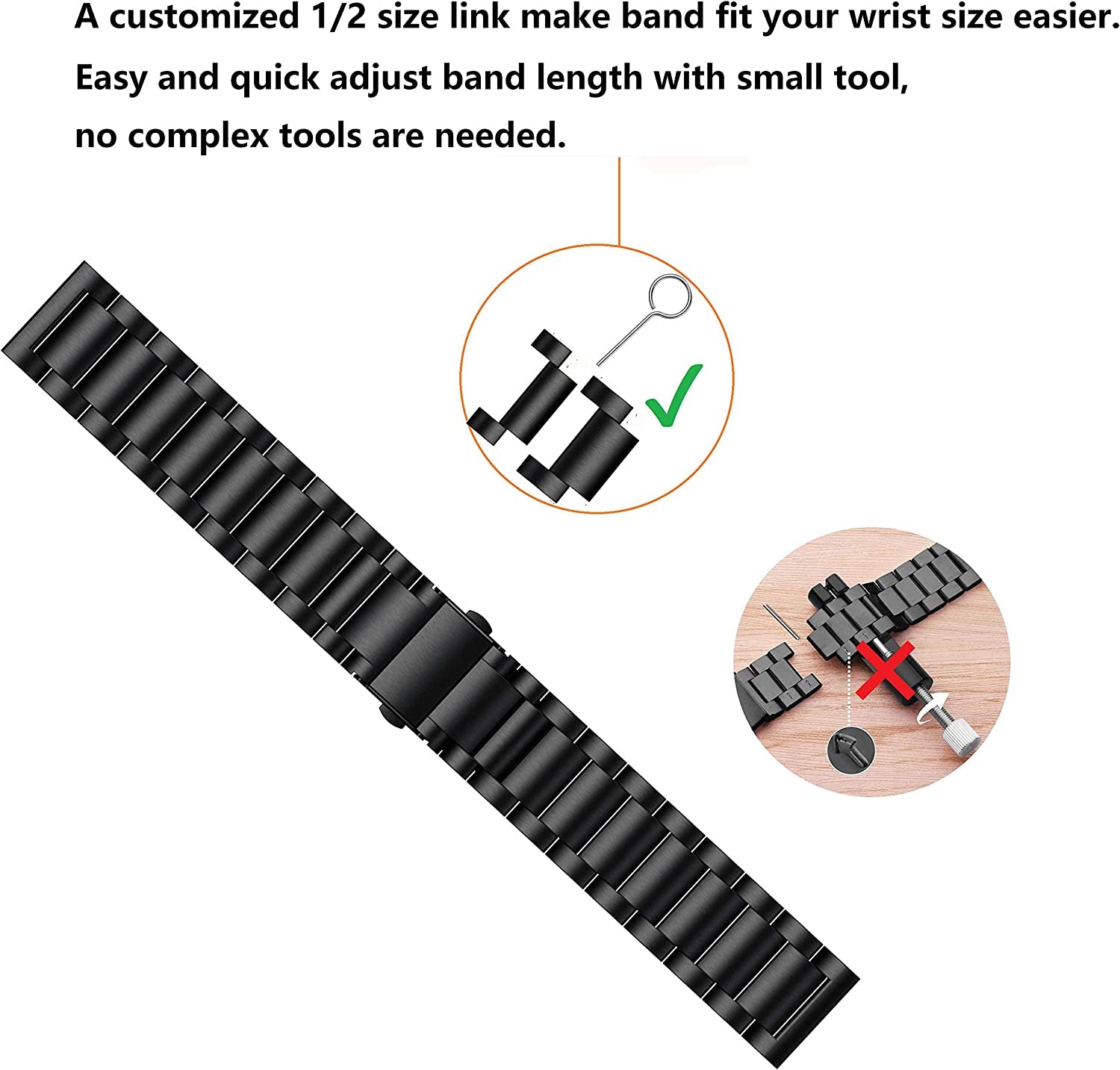 Anrir Compatible for Garmin Vivoactive 3 Watch Band, 20Mm Stainless Steel Watch Strap for Garmin Forerunner 645/Forerunner 245/Samsung Galaxy Watch 42Mm/ Galaxy Watch Active 40Mm Smart Watch - Black  Anrir   