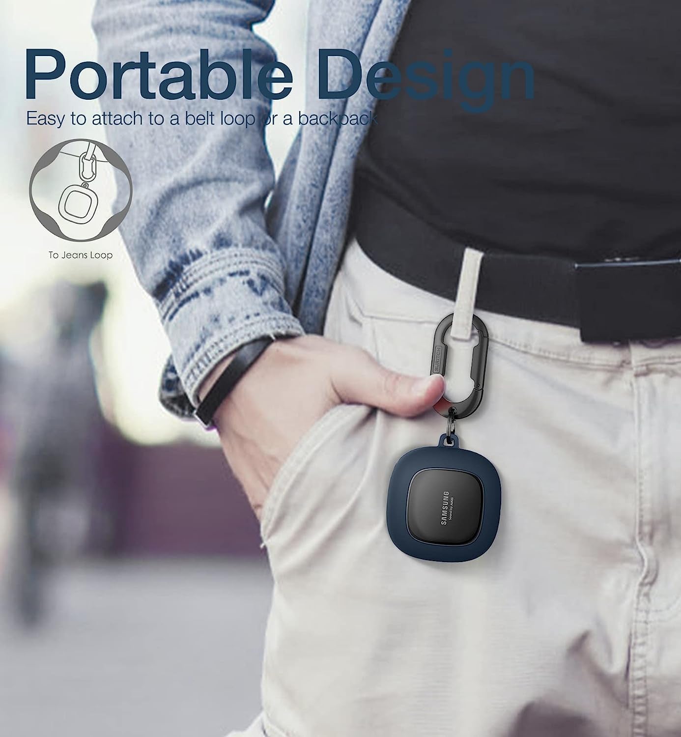 SURITCH for Samsung Galaxy Buds 2 Pro Case(2022)/Galaxy Buds 2 Case(2021)/Galaxy Buds Live Case(2020)/Galaxy Buds Pro Case(2021) Hard PC Shockproof TPU Cover with Gun-Colored Keychain Carabiner, Blue  SURITCH   