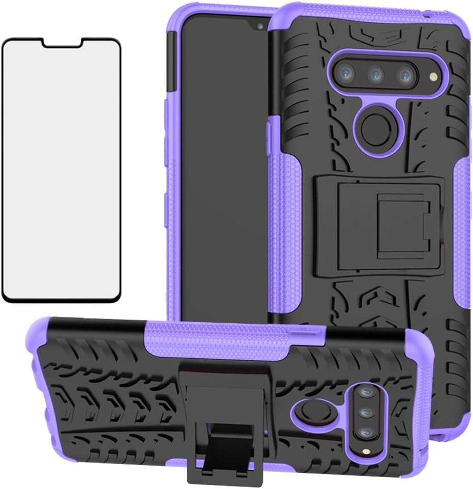 Asuwish Phone Case for LG V40 Thinq with Tempered Glass Screen Protector and Slim Stand Hybrid Heavy Duty Rugged Protective Cell Cover LGV40 Storm V 40 Thin Q V40Thinq LG40 40V 40Thinq Women Black  Asuwish Purple For V40 Thinq / V40 / V40 Storm 
