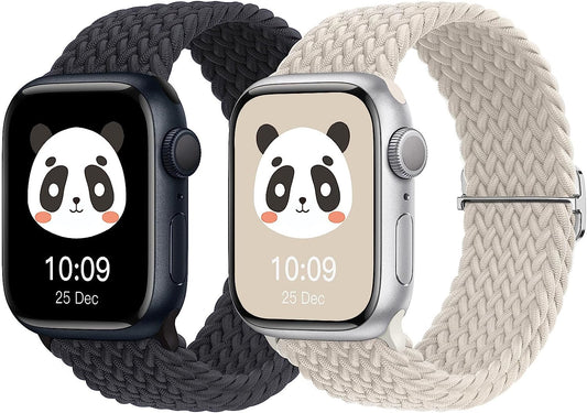 𝟐 𝐏𝐚𝐜𝐤 Stretchy Braided Compatible with Apple Watch Band 44Mm 45Mm 38Mm 40Mm 41Mm 42Mm 49Mm for Women Men, Adjustable and Comfortable Sport Wristbands for Iwatch Series 8 7 6 5 4 3 2 1 SE Ultra  KingofKings   