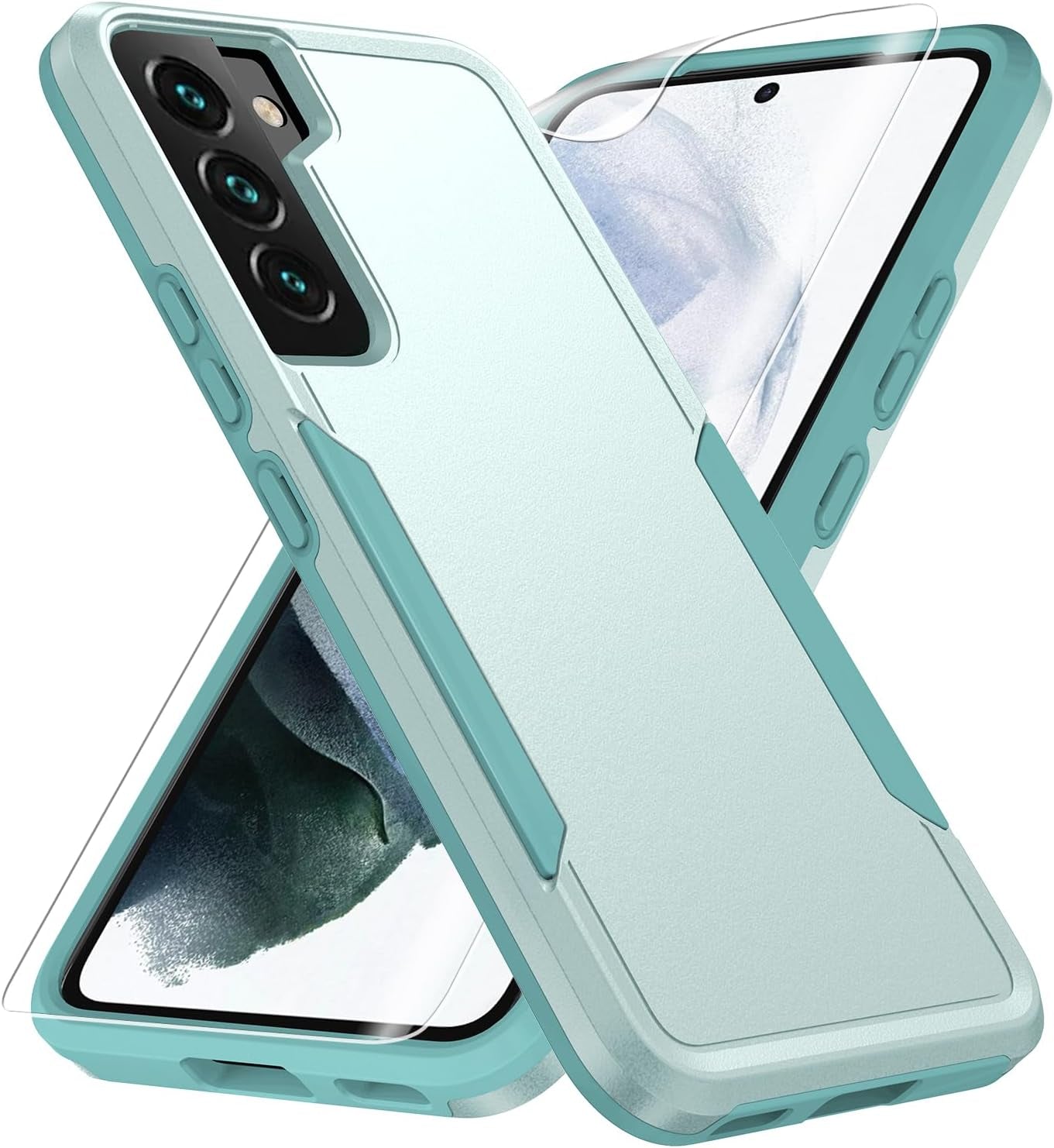 For Samsung Galaxy S22 Case, Galaxy S22 Case with HD Screen Protector [Military Grade Drop Tested] Heavy-Duty Tough Rugged Shockproof Protective Case for Samsung S22, Black  BOYOSS Green  