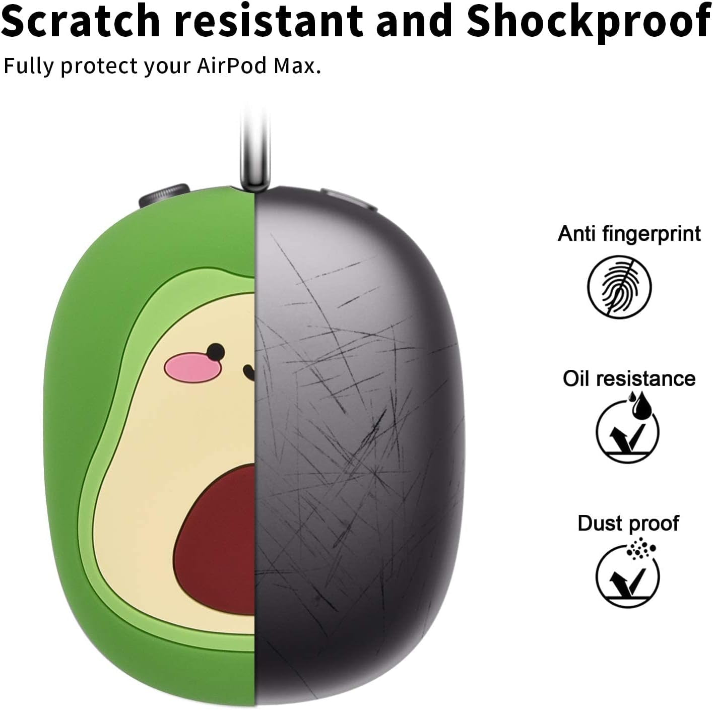 Airpods Max Cover, Cute Cartoon Funny for Airpods Max Case, Soft Silicone Airpod Max Accessories for Airpod Max Headphones Ear Pads Cushions (Avocado)  QINGQING   