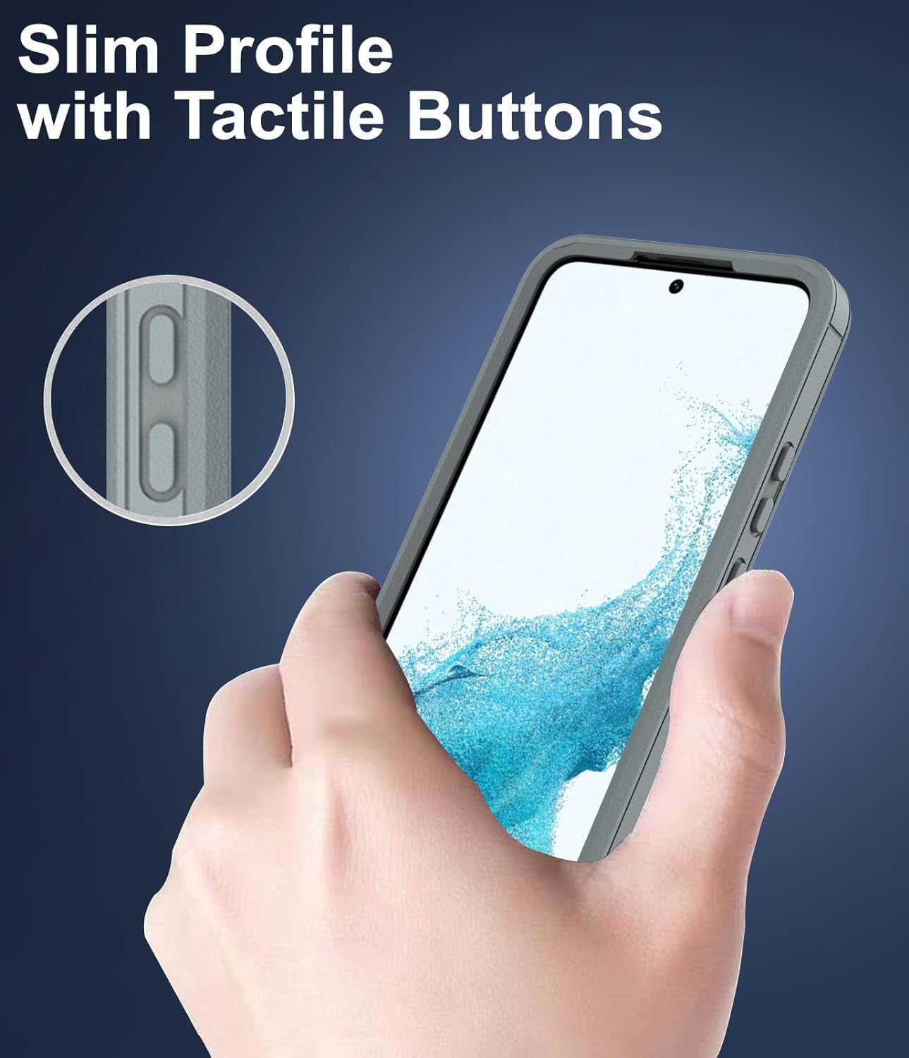 Dahkoiz for Samsung Galaxy S22 Case, Dust-Proof Port Cover, Full Body Durable Silicone Rubber Phone Case for Samsung Galaxy S22 5G, Green/Grey  UNISMART INC   