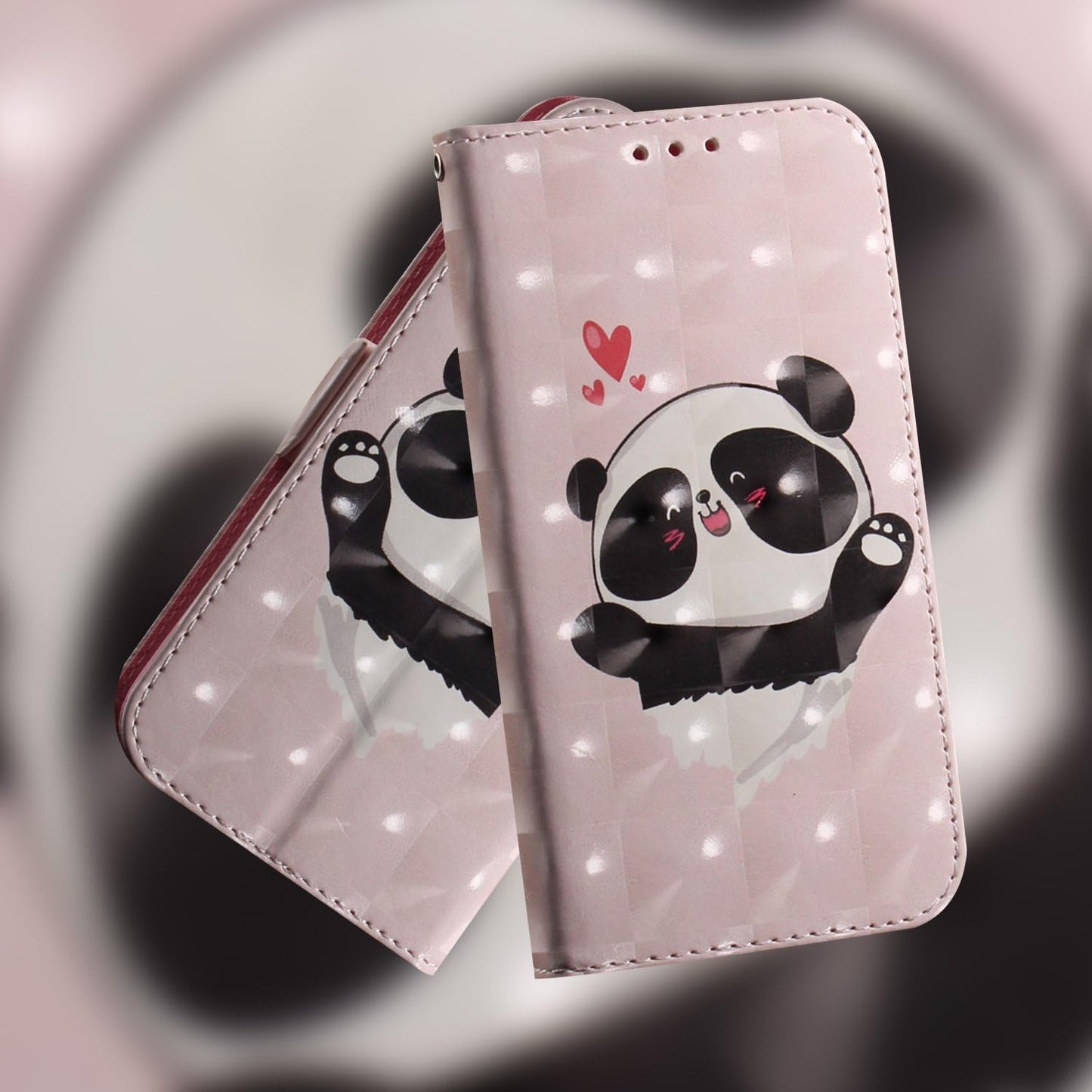 COTDINFORCA Compatible with LG G7 Thinq 2018 Case Wallet Premium PU Leather Case 3D Creative Painted Design Full-Body Protective Compatible with LG G7 / LG G7 Thinq. PU- Love Panda Pattern  COTDINFORCA   