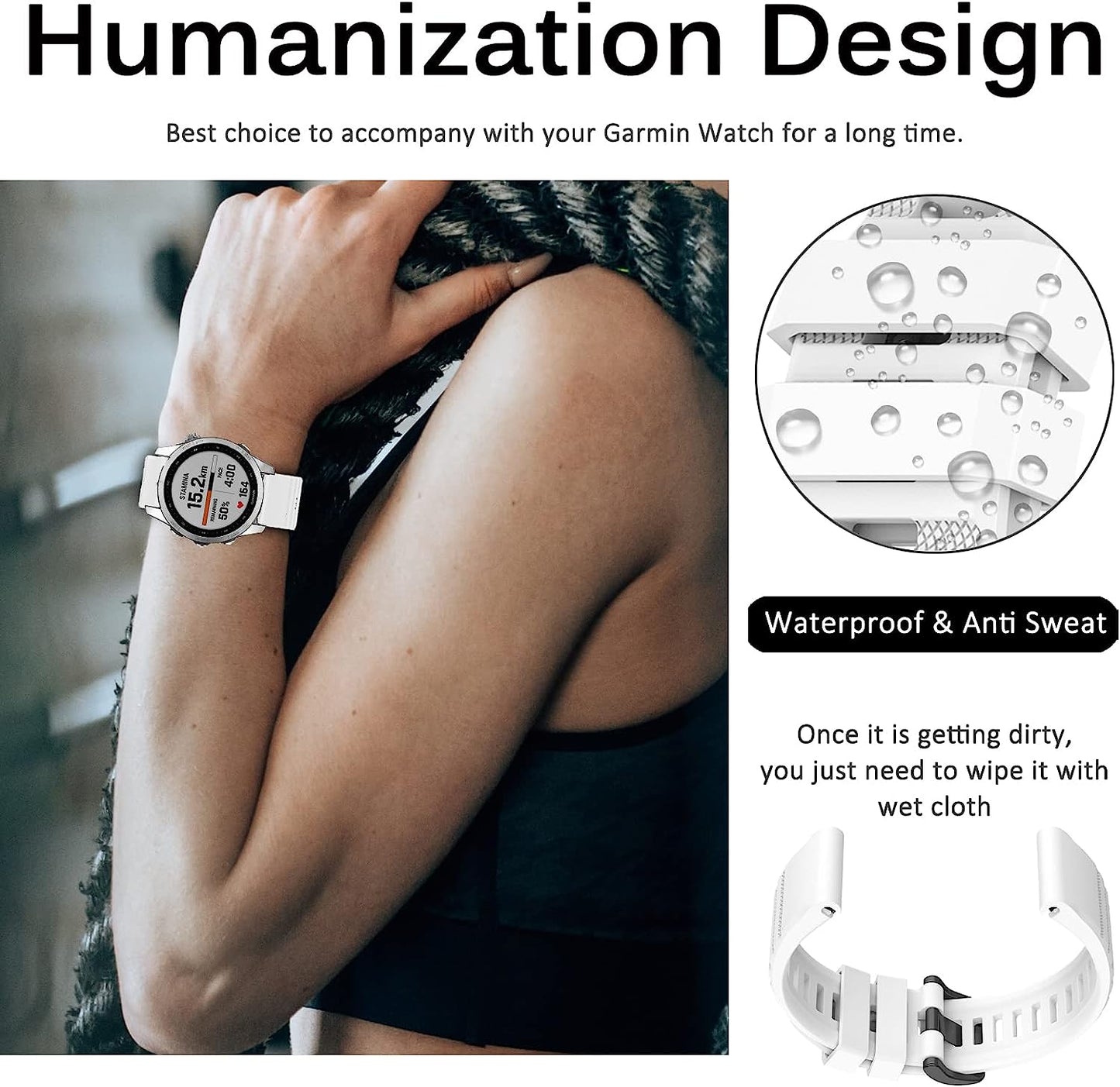 Miimall Compatible for Garmin Fenix 7X Silicone Band, Soft Sport Watch Wristband Women Man Flexible Replacement Band Strap for Garmin Fenix 26Mm 7X/7X Solar/7X Sapphire Solar/6X/5X(Black)  Miimall   