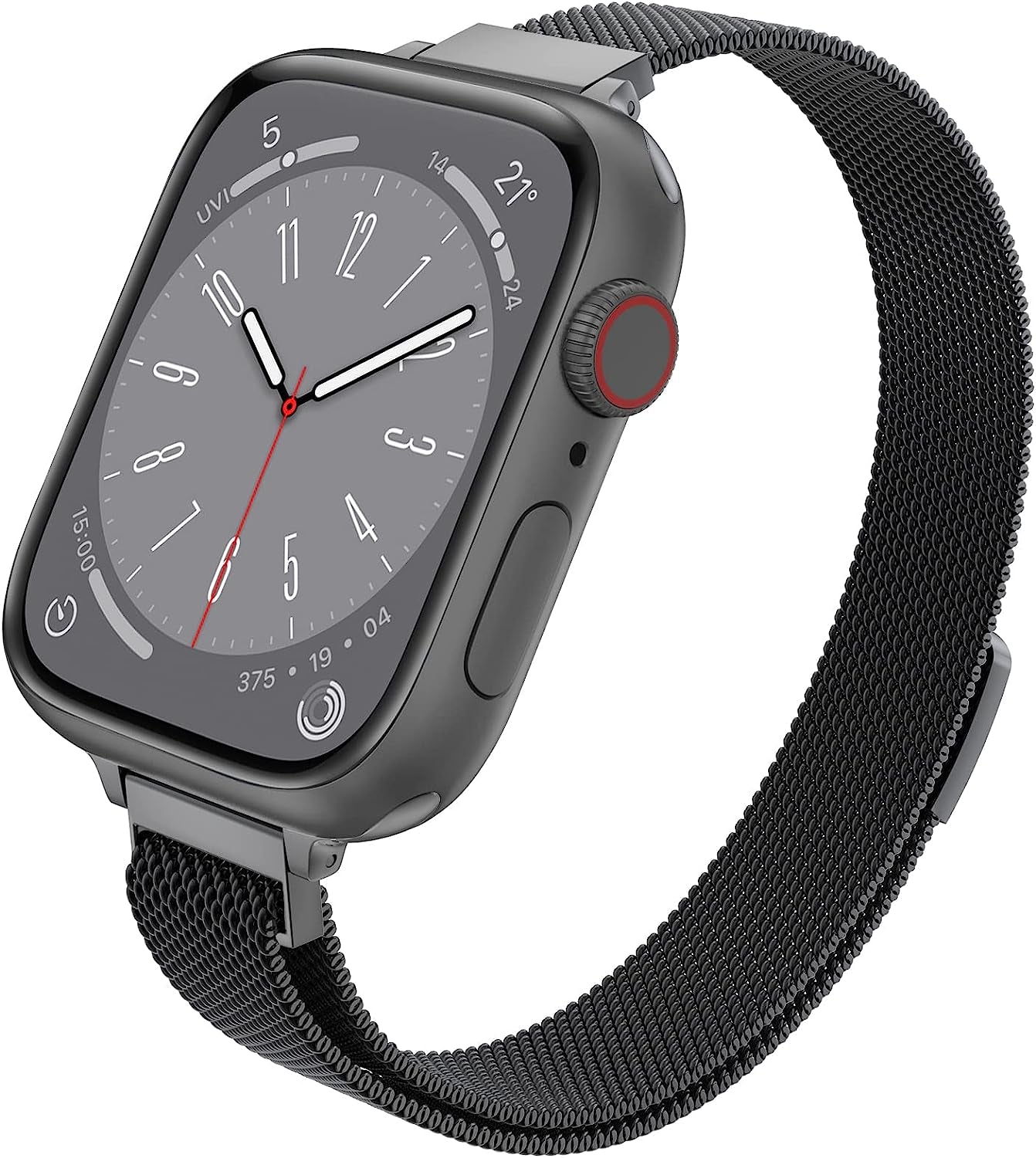 LELONG Women Slim Watch Band for Apple Watch 38Mm 40Mm 41Mm 42Mm 44Mm 45Mm, Stainless Steel Mesh Loop Magnetic Clasp Replacement for Iwatch Bands Series 8 7 SE 6 5 4 3 2 1  LELONG Black 45mm/44mm/42mm 