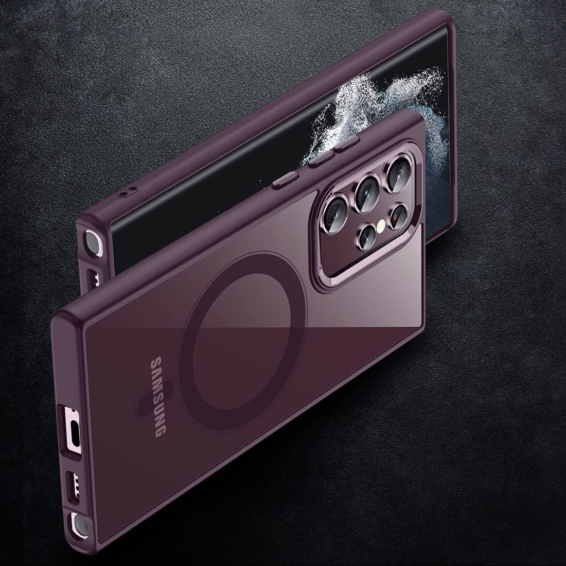 TIANNIUKE Magnetic Case for Samsung Galaxy S22 Ultra, [With Camera Lens Protector] Compatible with Magsafe,Slim Fit Shockproof Protective Phone Case for Samsung S22 Ultra 6.8" 2022 (Burgundy)  TIANNIUKE   