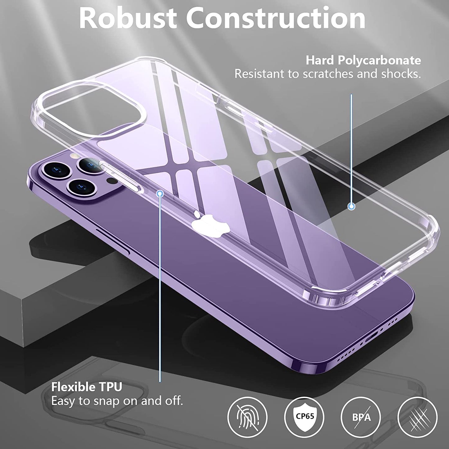 MOZOTER [2 in 1 for Iphone 14 Pro Max Case,[12 FT Shockproof] [With 1 Pcs Glass Screen Protector] [Heavy Duty] Clear Phone Case Cover 6.7-Crystal Clear  MOZOTER   