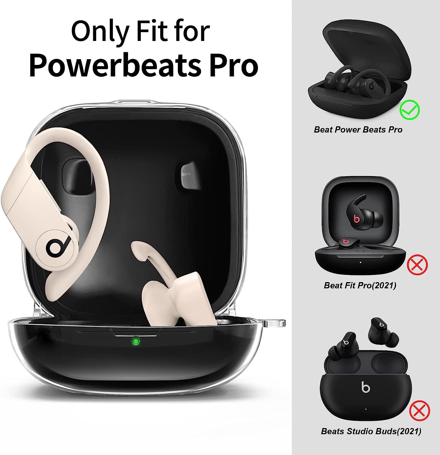 Powerbeats Pro Case, AIRSPO Clear Powerbeats Pro Case Cover for Powerbeats Pro Wireless Earbuds Case Full Body Protective Cover Skin with Keychain for Men Women (Clear)  AIRSPO   