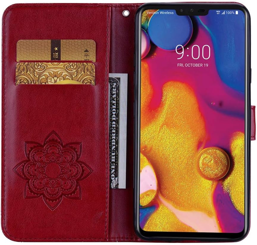 ISADENSER Case for LG V40 Thinq, LG V40 Thinq Case for Women Glitter Bling Diamond Case with Cards Slot Cash Pockets Embossing PU Leather Flip Wallet Case for LG V40 Thinq, Crystal Owl Brown YK  ISADENSER   