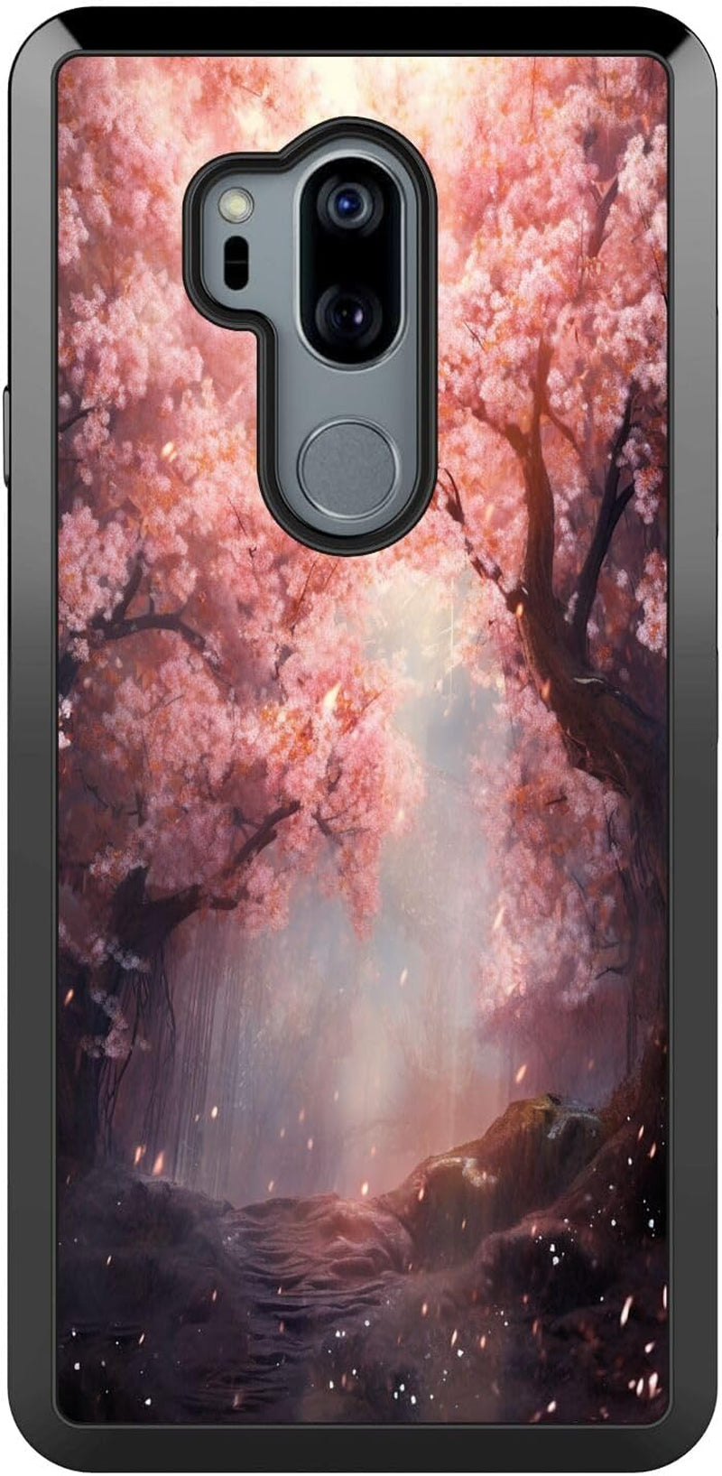DAFEI Phone Case Compatible with LG G7 Thinq Sakura Designer Art073 Black Frame Shockproof and Slim Rubber TPU Material with Uniqe Design  MINGSHUOSY Sakura Designer Art061  
