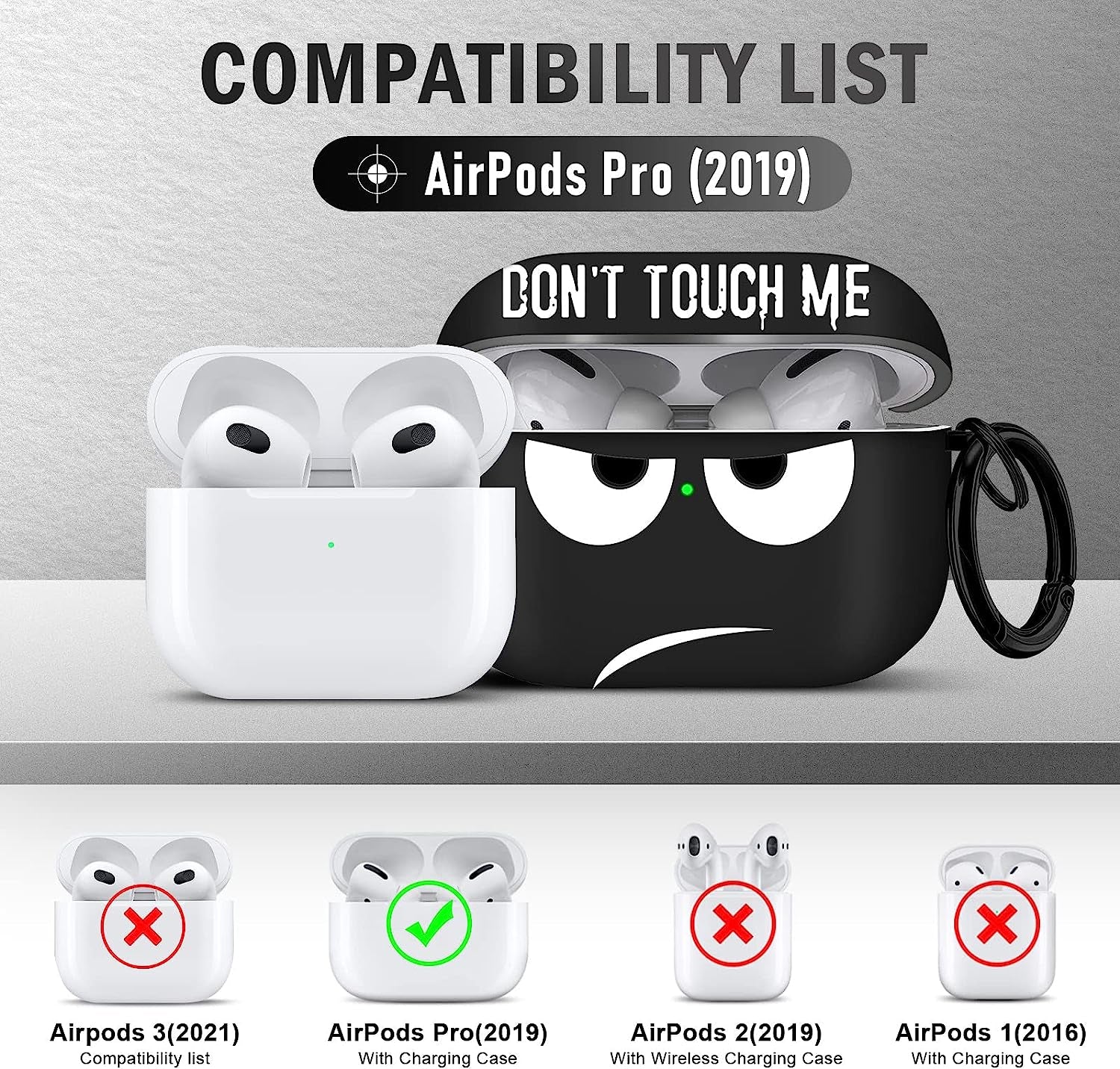 Youtec Airpods Pro Case , Don'T Touch Me Airpods Pro Cover with Keychain Soft Cute Shockproof Cover for Women Men Compatible with Airpods Pro 2019 Charging Case -Black  Youtec   