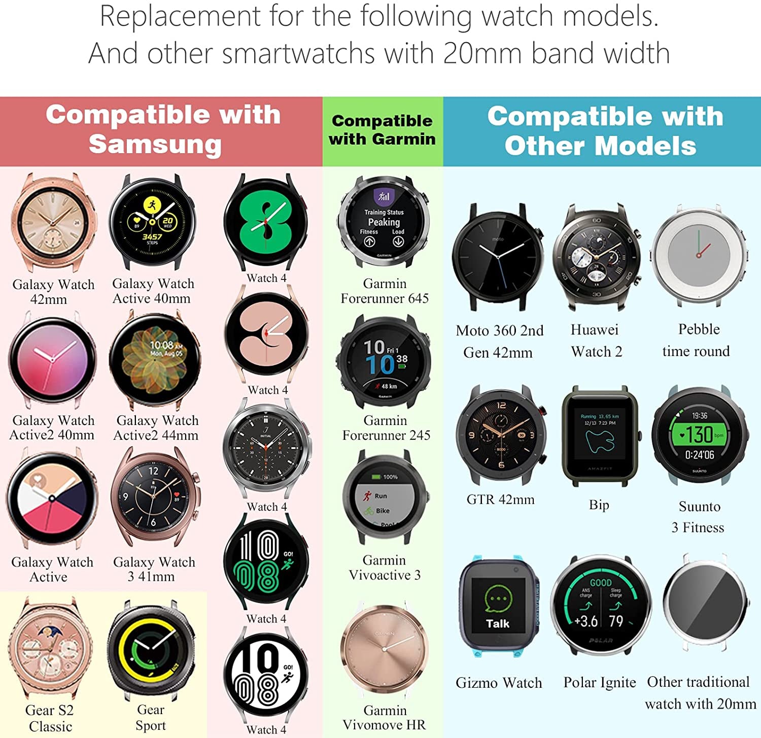 12 Pack Silicone Bands Compatible with Samsung Galaxy Watch Active 2 / Active 40Mm 44Mm / Galaxy Watch 5 & 5 Pro/Watch 4 & 3 41MM / 42Mm,Gear S2 Classic/Gear Sports (20Mm)(Silver Buckle)  EverAct   