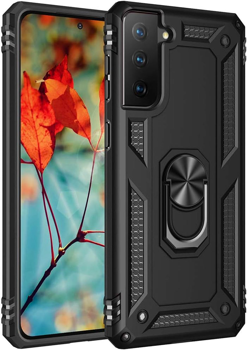 Military Grade Drop Impact for Samsung Galaxy S21 plus Case Galaxy S21 plus 5G Case 360 Metal Rotating Ring Kickstand Holder Armor Heavy Duty Shockproof Case for Galaxy S21 plus Phone Case (Black)  Dionsibei   