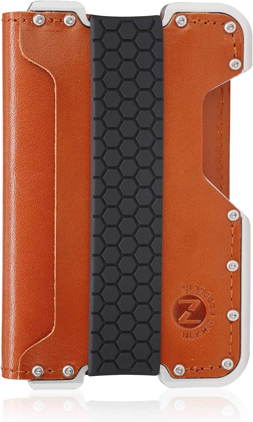 Nekmit Bifold Leather Wallet for Men - Tactical Metal Wallet with RFID Blocking, ID Window and Gift Box - Slim Minimalist Front Pocket Wallets Brown  Nekmit   